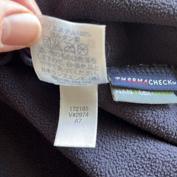 Lands End Micro Fleece Pullover 3/4 Zipper Size Lg 14-16 Navy Blue Long Sleeve - Picture 11 of 12